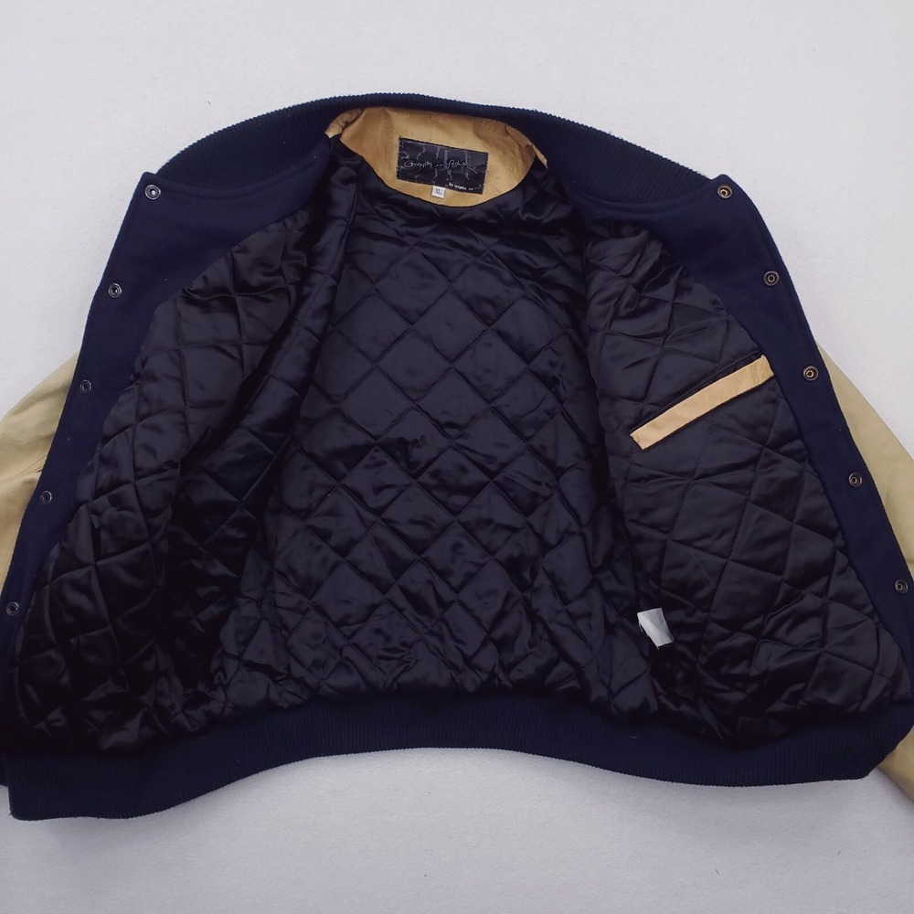 Vintage Amstel Light Jacket Mens XL Blue Tan Varsity Letterman Bomber Beer - Picture 10 of 16